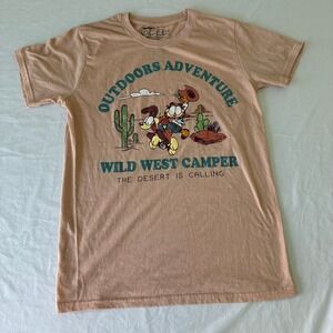 Nickelodeon Garfield Wild West Camper Desert Graphic T-Shirt Tan Small